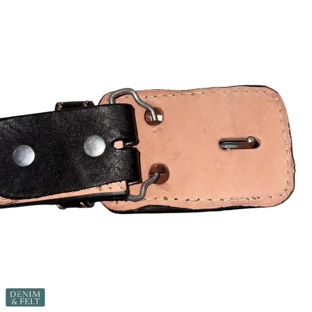 NEW Cinturones Moreno‎ Black Embroidered Leather Horse Belt Western Equestrian